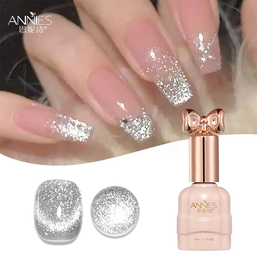 10ml猫型マグネットアイジェルネイルポリッシュ、シルバープラチナ猫型マグネットジェル、スパークルグリッターマグネットソークオフUVネイルジェル