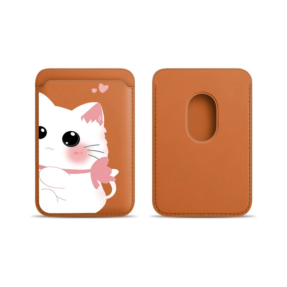 Elegante Katzen-Leder-Kartenhalter-Handyhülle für Magnetische Hüllen, Geeignet für alle iPhone Magsafe-Karten-Handy-Rückseiten-Taschen – Detail 11