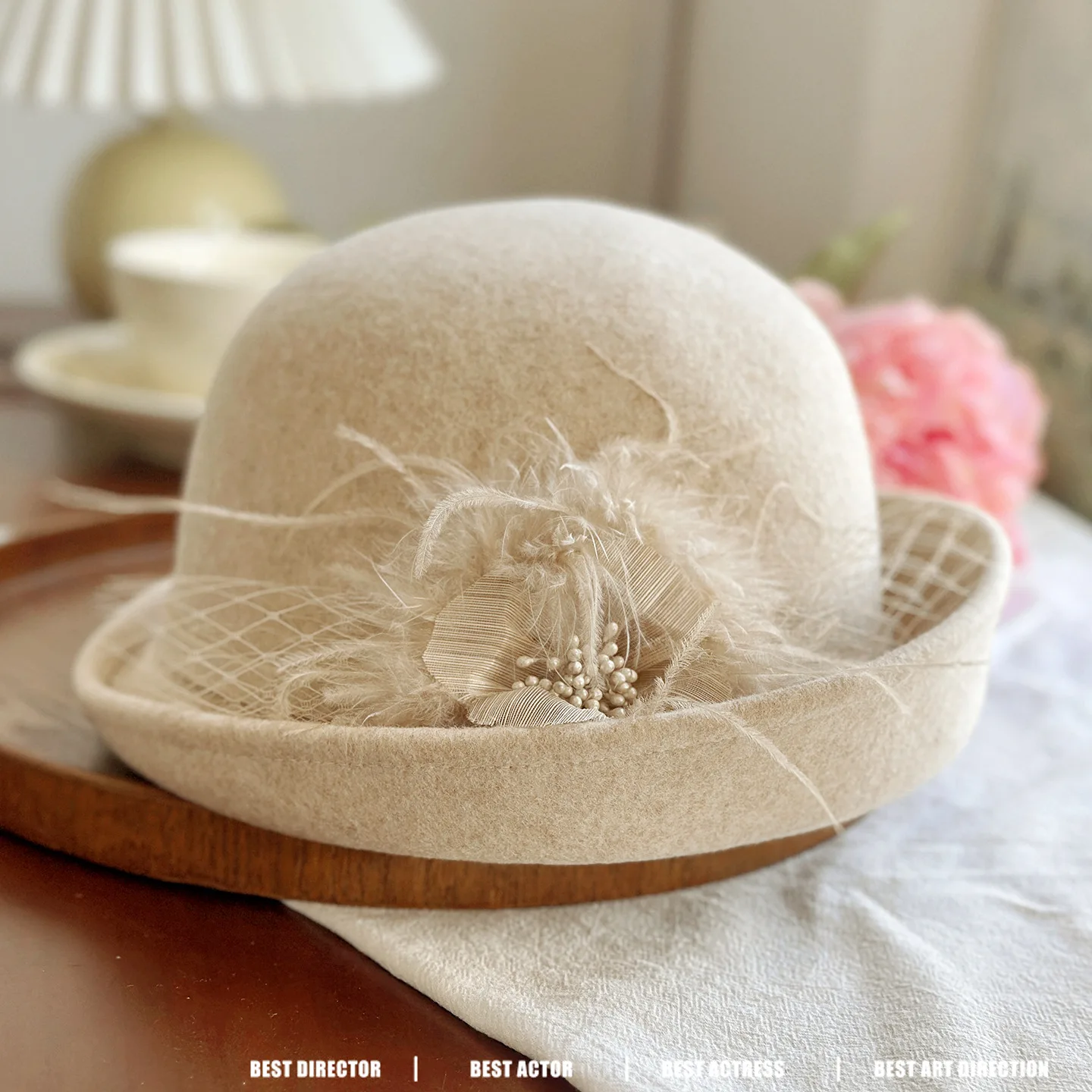 

100% шерстяные шляпы в стиле ретро с сетчатой тканью в рулоне, коктейльная вечеринка, танцевальные универсальные кепки, церковный берет, высококачественная фетровая черная кофейная шляпа