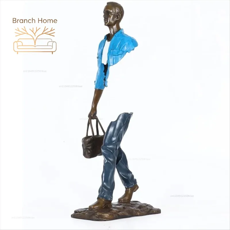 Traveler Man Statue by Bruno Catalano Bronze Replica Famous Abstract Sculpture Home Decor Large