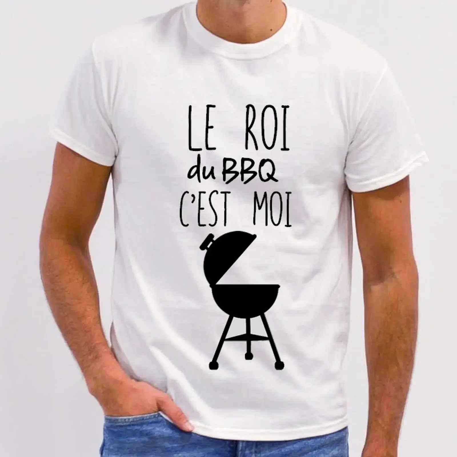 Men's Humorous King of BBQ T Shirt Casual  Father's Day for Barbecue Lovers Grill Masters vintage Washed Stylish Unisex