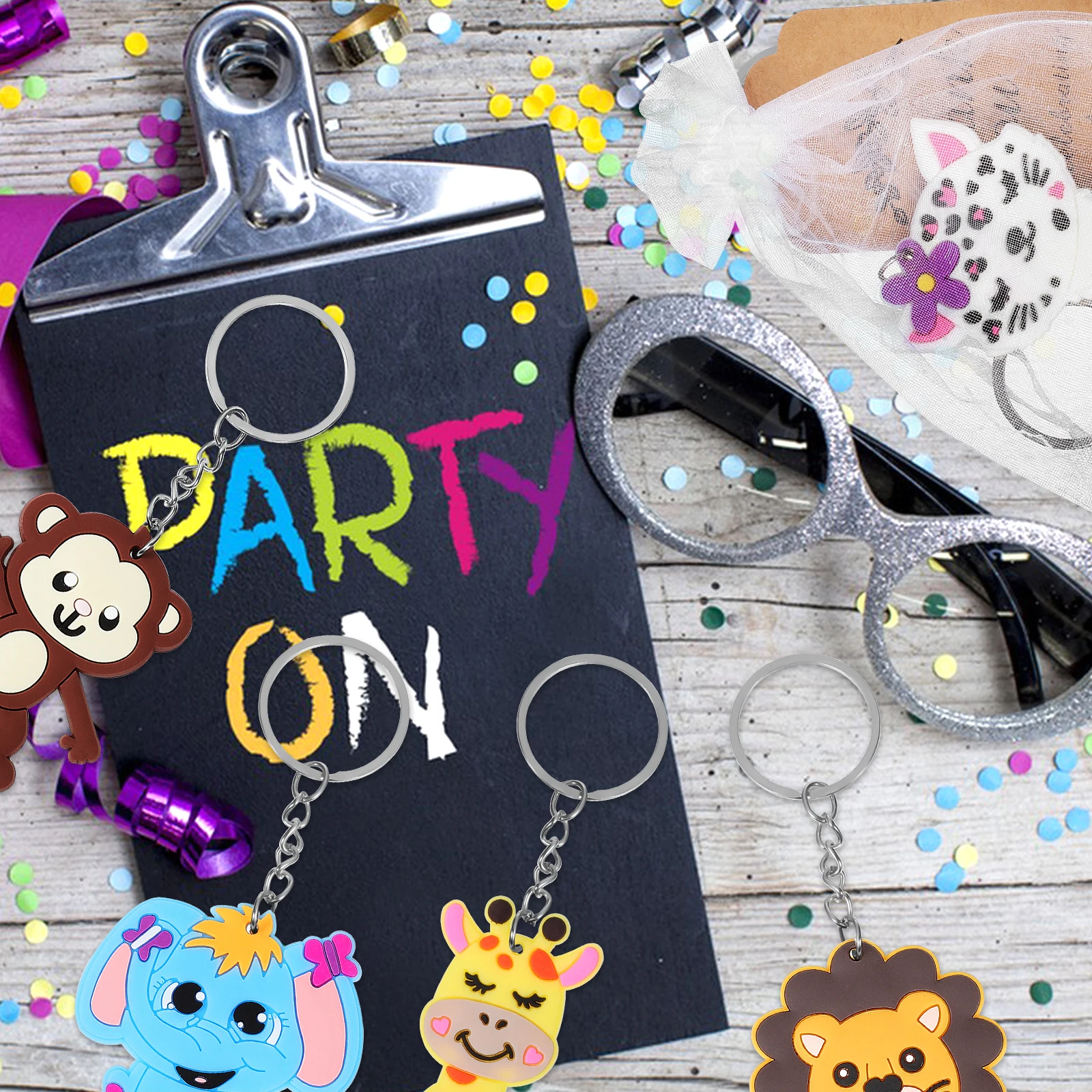 

Animal Pendant Set Decorative Keychains Animal- Birthday Decorations Jungle Theme