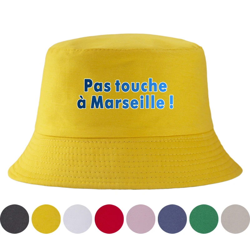 Unisex Reversible Bob Hat Pas Touche à Marseille Graphic Bucket Hat Harajuku Streetwear Hip Hop Sun Cap France City Style Gorros