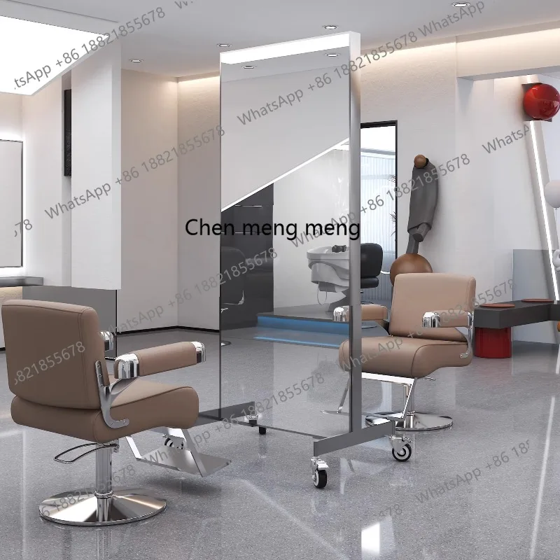Hot sales High-end hair salon mirror table double-sided barber shop hair cutting mirror hair salon special with wheels