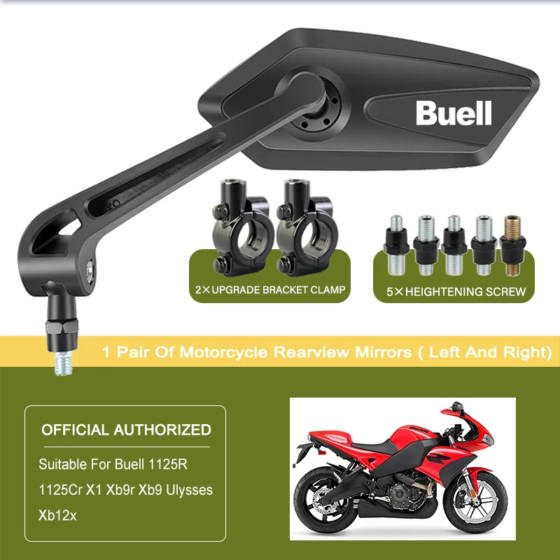 

For Buell 1125R 1125Cr X1 Xb9r Xb9 Ulysses Xb12x Square Motorcycle Mirror Adjustable Rearview Mirror Easy Installation