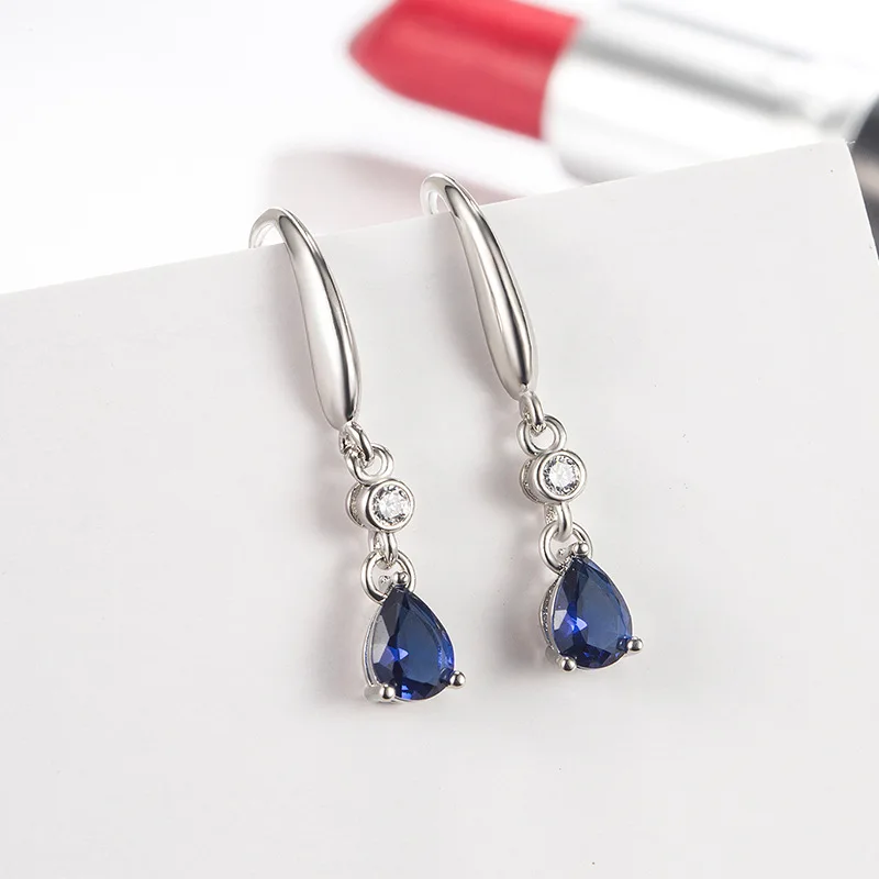 HuiSept Fashion Silver 925 Earrings Water Drop Shape Sapphire Amethyst Zircon Gemstones Jewelry Earrings for Women Wedding Party