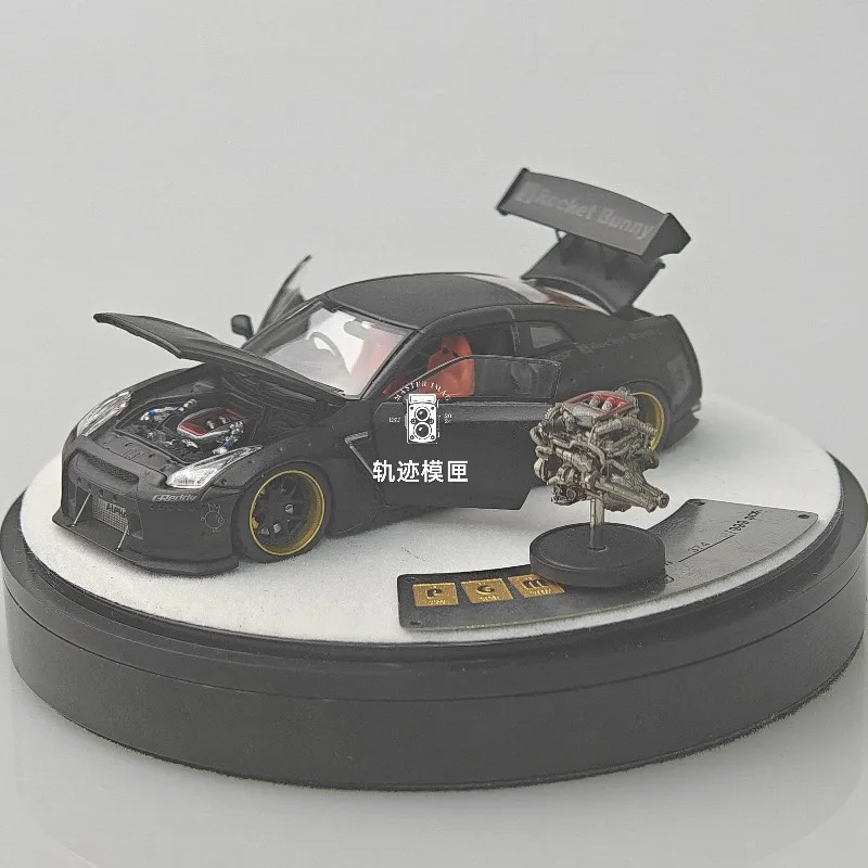 

PGM 1:64 Ракетный кролик, широкий корпус R35, матовый черный, полностью открытый, литая под давлением модель автомобиля из сплава, игрушка для мальчиков.