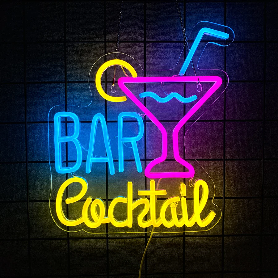 

Bar Cocktail Neon Lights, Acrylic Led Art Wall Lamp Usb Power Supply, Easy To Hang, Used For Bar Parties, Men'S Cave Decoration.
