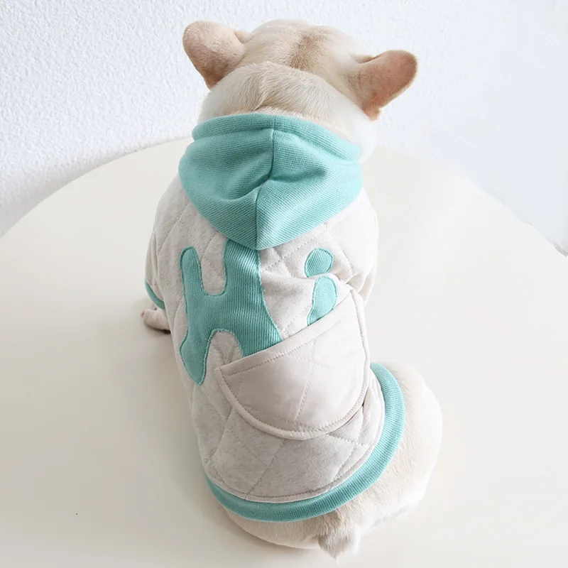 

Mutihome Fashion Cute Bulldog Hi Letter Hooded Sweatshirt Top Guards Dog Clothes British Bago Corgi Dog Cat Clothes Pet Supplies