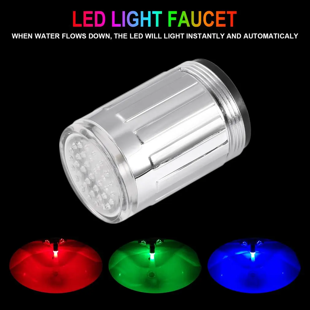 Kitchen LED Temperature Sensitive 3-Color Light-up Faucet Bathroom Shower 7 Colors Glow Water Saving Faucet Aerator Tap Nozzle