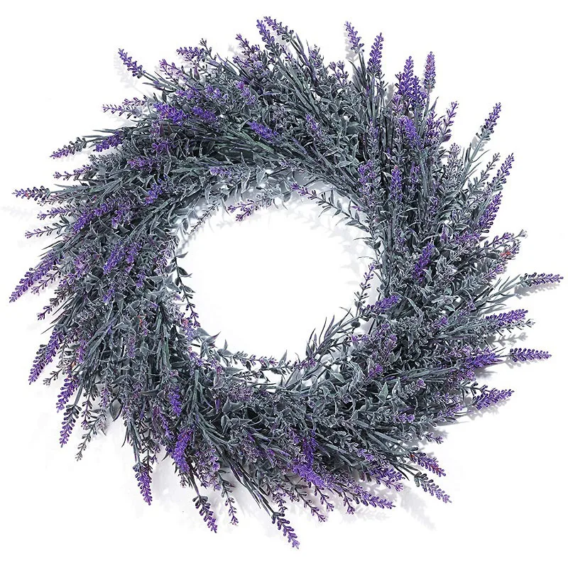 Artificial Lavender Flower Ring Door Decoration Velvet Home Business Shop Hanging Wreath Grass Ring Wall Decor