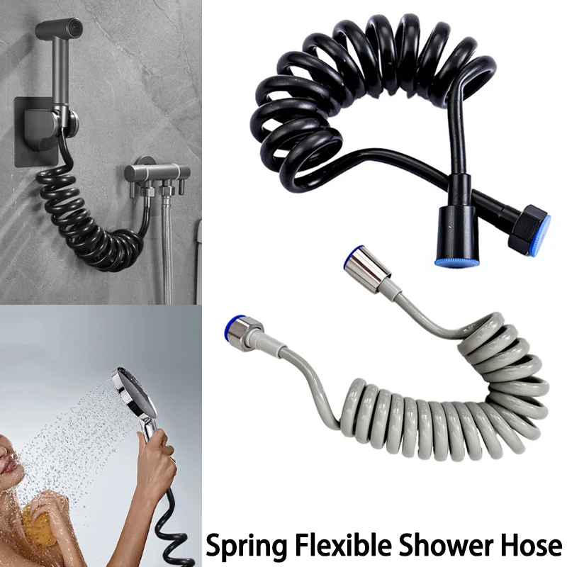 Telescopic Spring Hose 1.5 Meters Long 1/2 Inch Threaded Telephone Cord Shower Hose