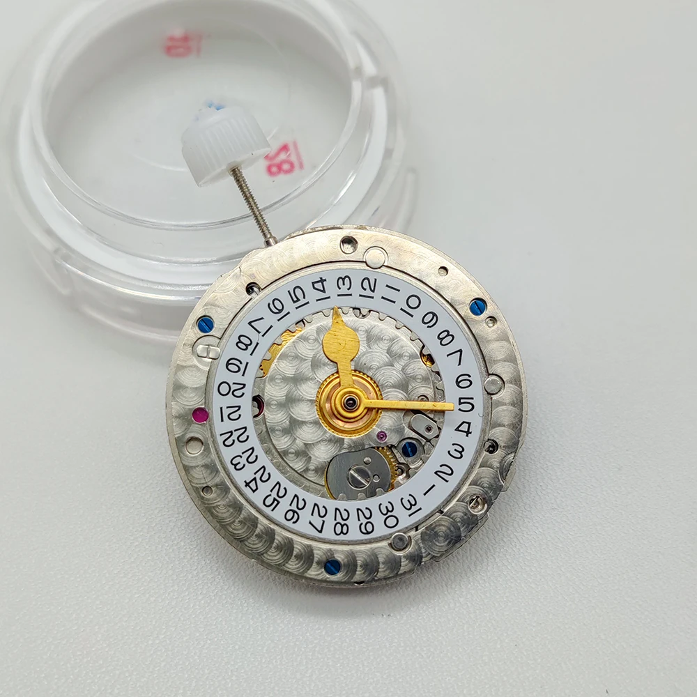 Shanghai VR-3186 GMT Automatic Mechanical Movement Four Hands Movement Blue Balance Wheel Movement Date at 3 o\'clock Watch Parts