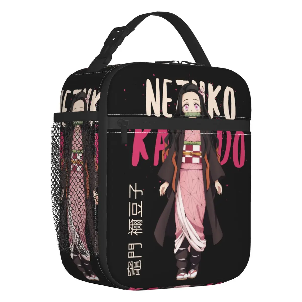 Custom Nezuko Kamado Demon Slayer Insulated Lunch Bag Kimetsu no Yaiba Portable Cooler Thermal Food Lunch Box Work School Travel