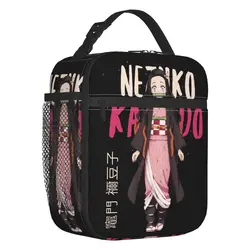 Custom Nezuko Kamado Demon Slayer Insulated Lunch Bag Kimetsu no Yaiba Portable Cooler Thermal Food Lunch Box Work School Travel