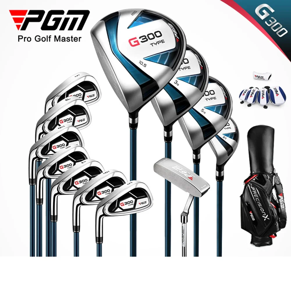 PGM 12pcs Club Set with Golf Bag,Men Left Hand Titanium Alloy Carbon Iron Wood Driver Rod,G300 Swing Putting Cutter Sand MTG025