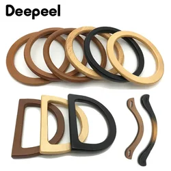 1/2 piezas redonda en forma de D bolsa de madera manija anillo de Metal asas de bolso reemplazo DIY bolso equipaje accesorios hechos a mano para bolsos