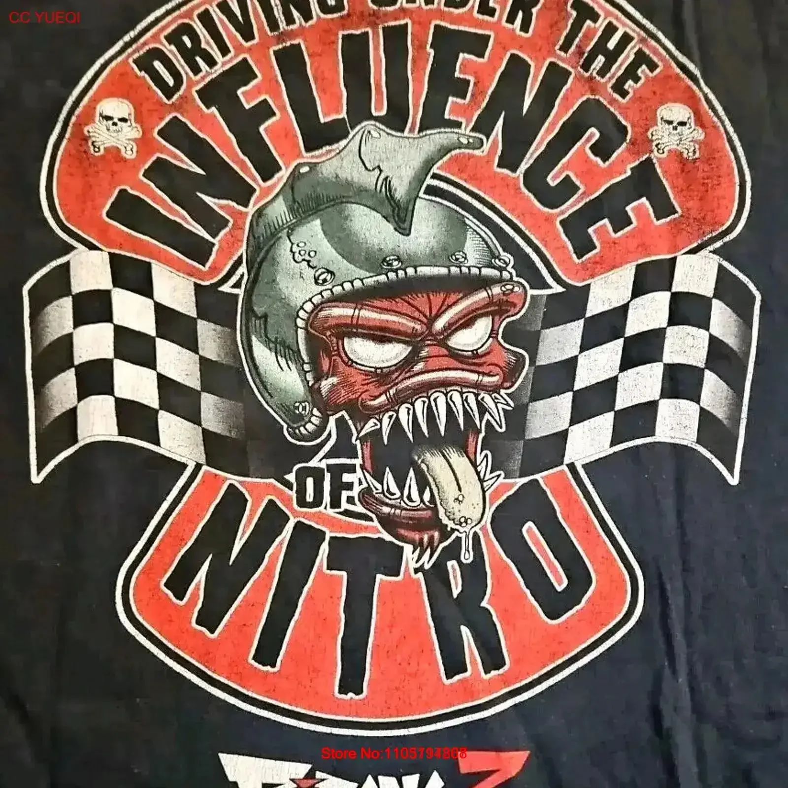 Y2K Pirana Z Racing camiseta para hombre talla XL caja Logo cráneo demonio vintage lavado cómodo diseñador ropa streetwear suave