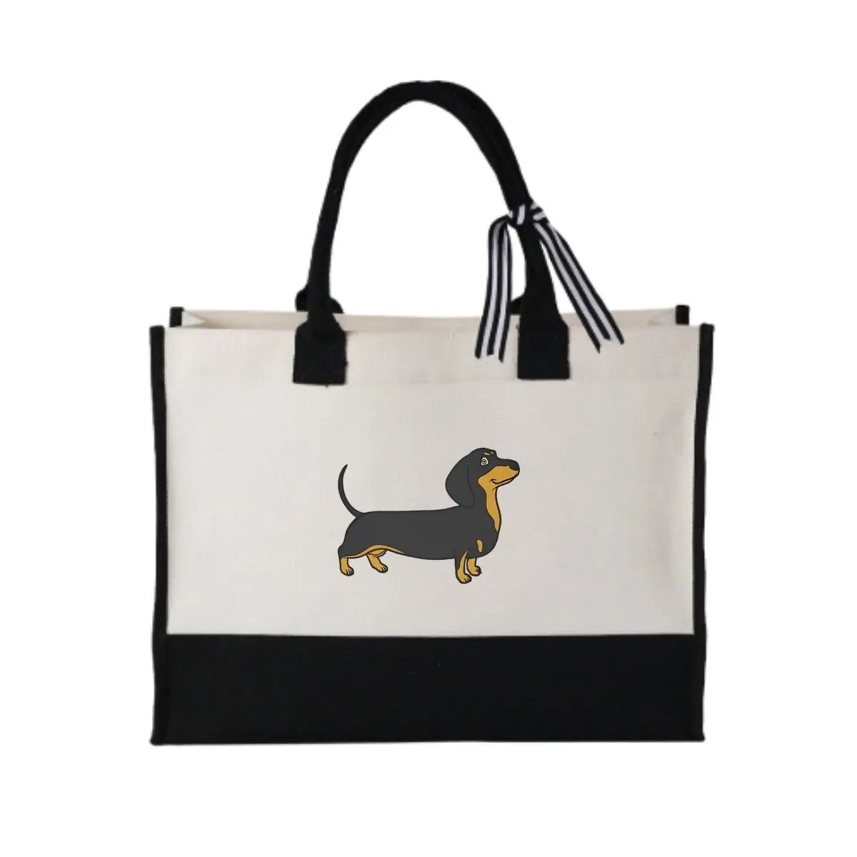 

Dachshund Cutie Wiener Dog Fun Fashionable Patchwork Canvas Gift Tote for Party Favors