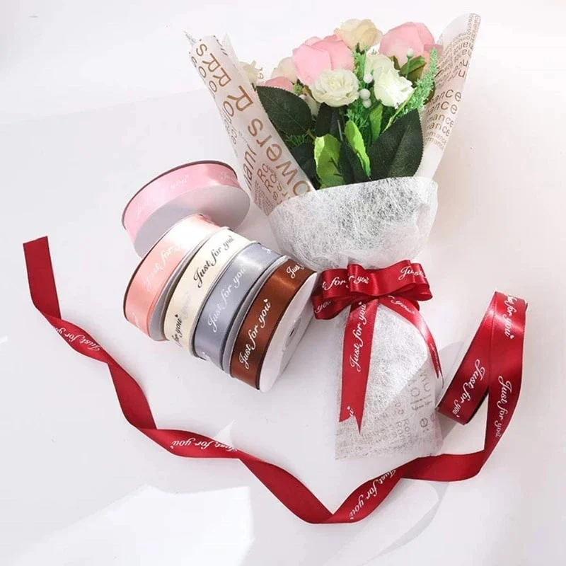 A Reel 2.5cm Only For You Printed Bags Flower Ribbons Gifts Flower Packaging Ribbon Bouquets Cake Ties Ribbon Ribbons