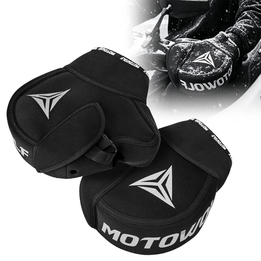 Thick Motorcycle Handlebar Muffs Protective Motorcycle Scooter ATV UTV Winter Warmer Gloves Grip Handle Bar Muff Rainproof Warm