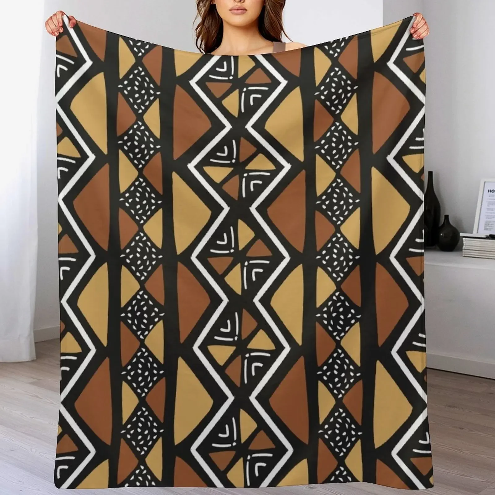 African Mud Cloth Mali Throw Blanket Fluffy Cozy Throw Blanket for Home Decor