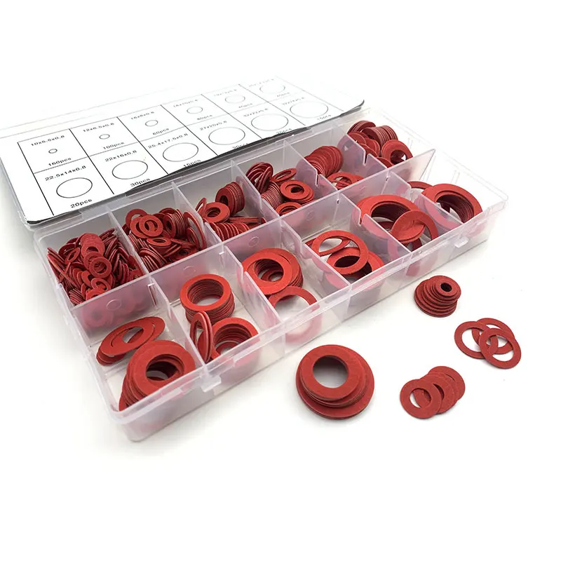 600pcs Red Steel Paper Fiber Flat Washer Kit Insulation Washer Gasket Nut & Bolt Set Flat Ring Seal Assortment Kit