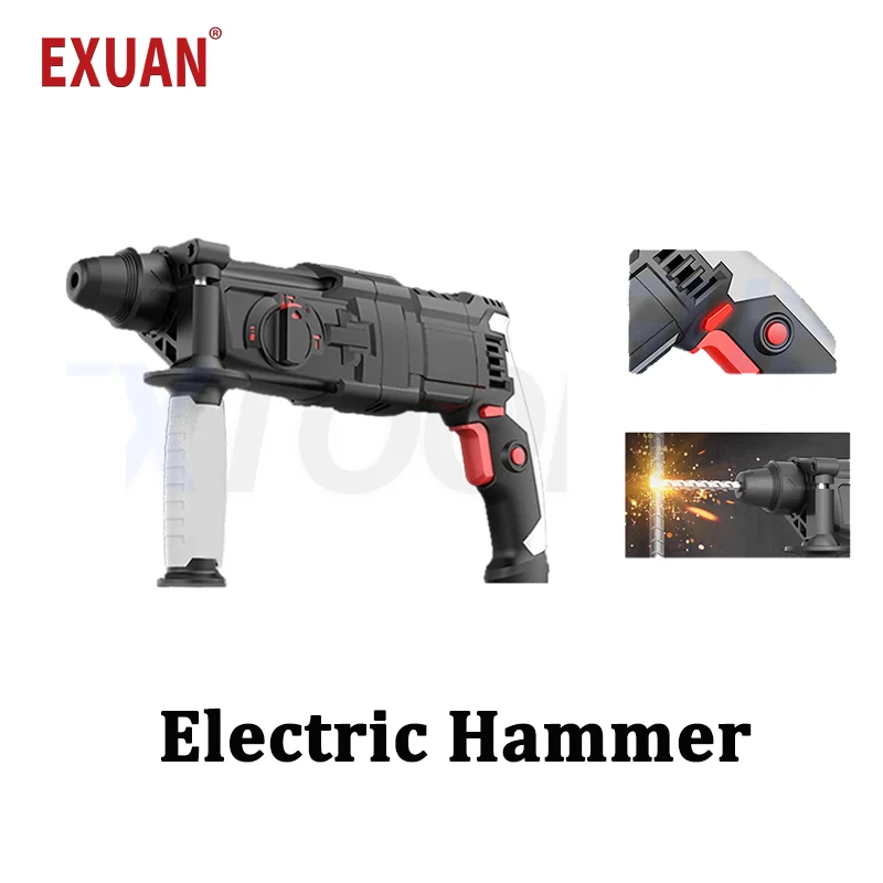 

Electric Hammer Drilling Metal Wood Breaking Wall Excavation Concrete Road Pickaxe Electric Shovel Calibration Impact Drill