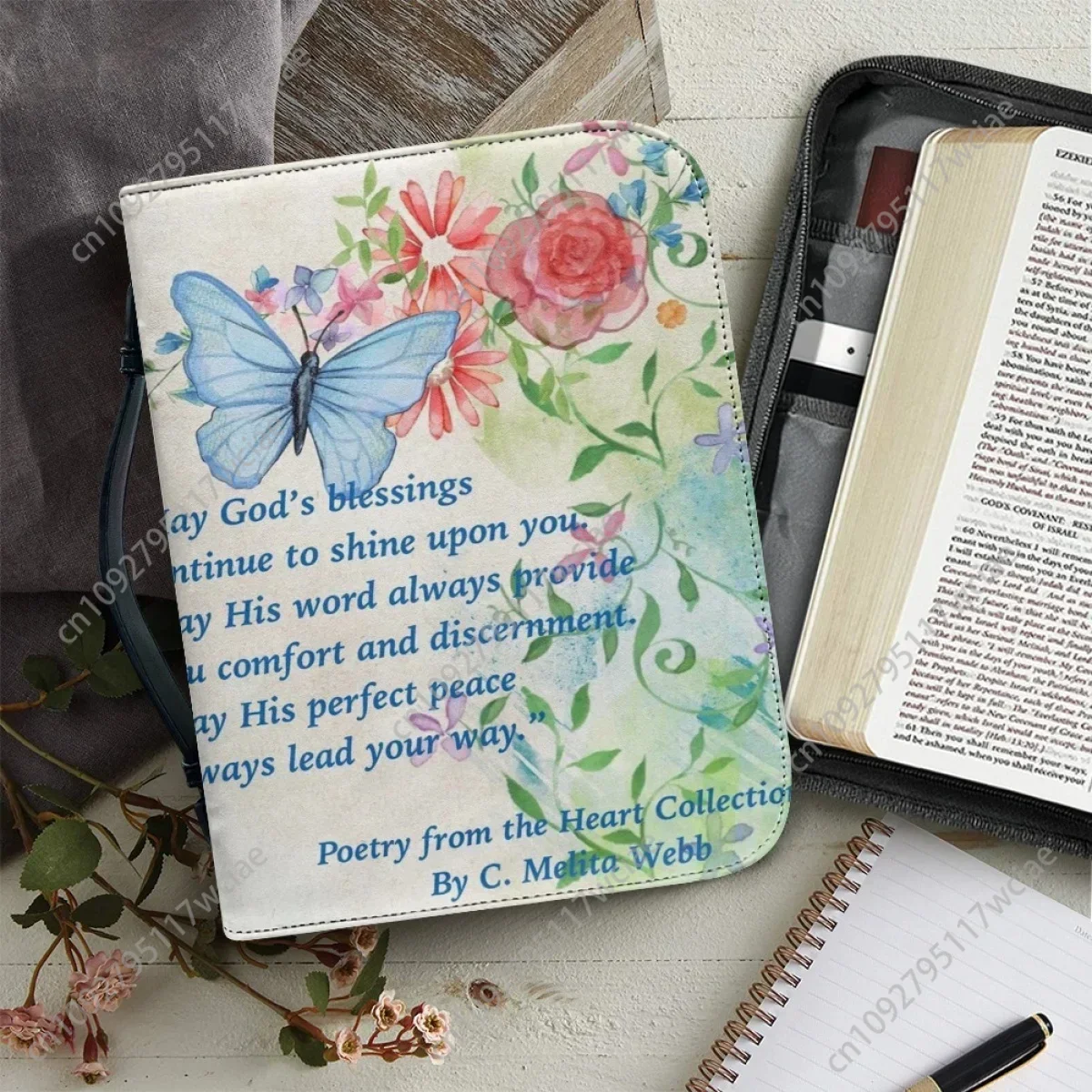 

Women's Bible Bag Bible Verse Excerpt Print Handbag Practical Zippered Handle Study Book Holy Storage Boxes Bible Storage Bags