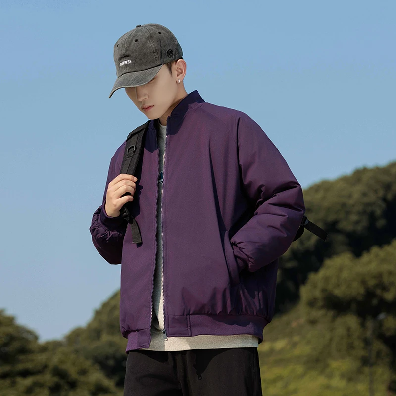 جديد الشتاء الرجال القطن Jaet Thiened الدافئة عادية Faionable ألياف البوليستر 00% البيسبول طوق الطول العادي #3