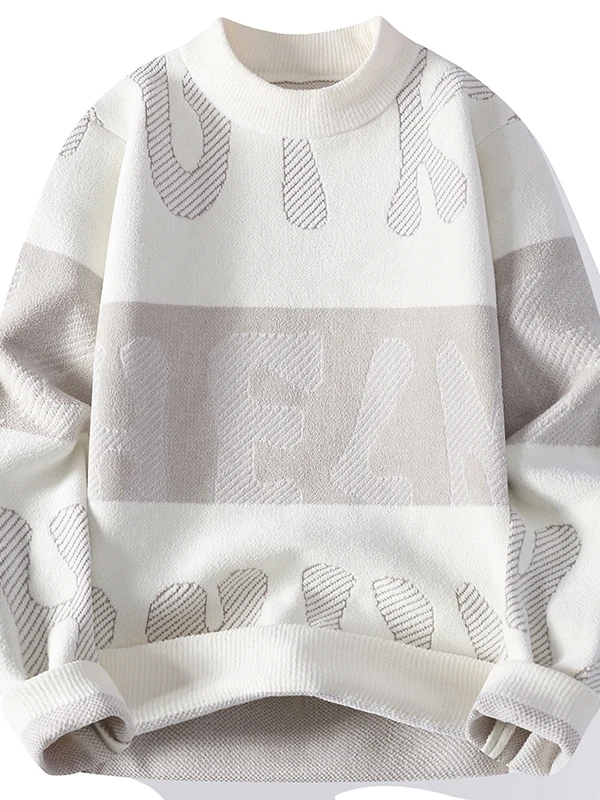 

Men's round Ne Knitwear Long Sve Embroidered Warm Inner Wear T-irt Casual Sle Polyester Fiber Autumn Winter Faion