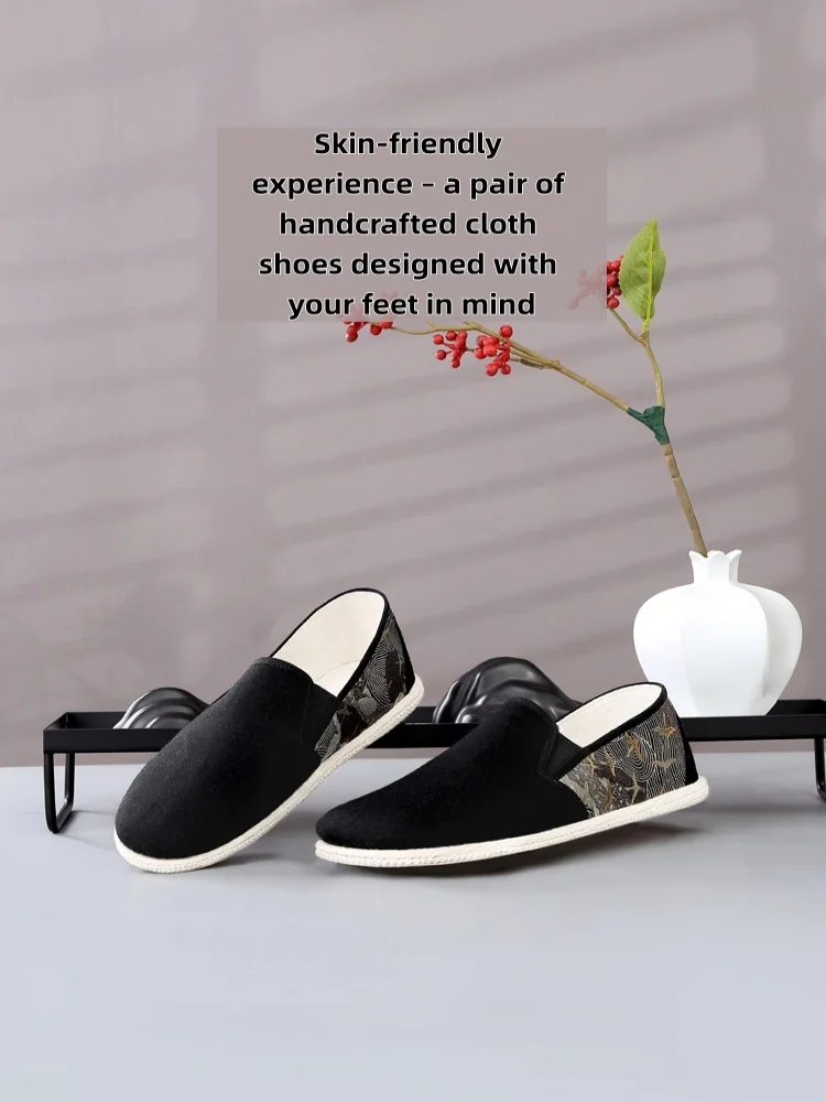 Traditional Chinese Premium High-End Fabric Shoes Multi-Layer Sole Men's Casual Shoes for Spring/Autumn, New Arrival, Patchwork