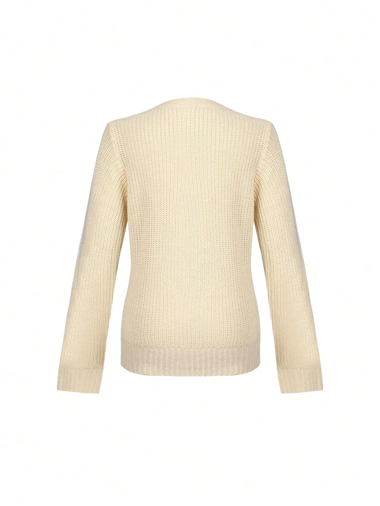 Cardigan tricoté amincissant pour femmes, élégant et polyvalent, col en v, défini à la taille, nouvelle collection début d'automne 2025