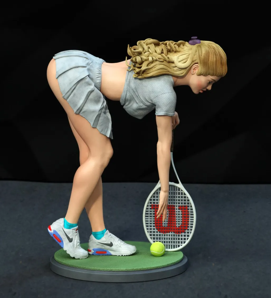 Athlete Tennis Player 1/24 Miniature Resin Figurine 75mm Handmade Model Kit, 3D Printed Unpainted Requires Hand Painting Resin Model Halloween and Christmas Gift Desktop Ornament