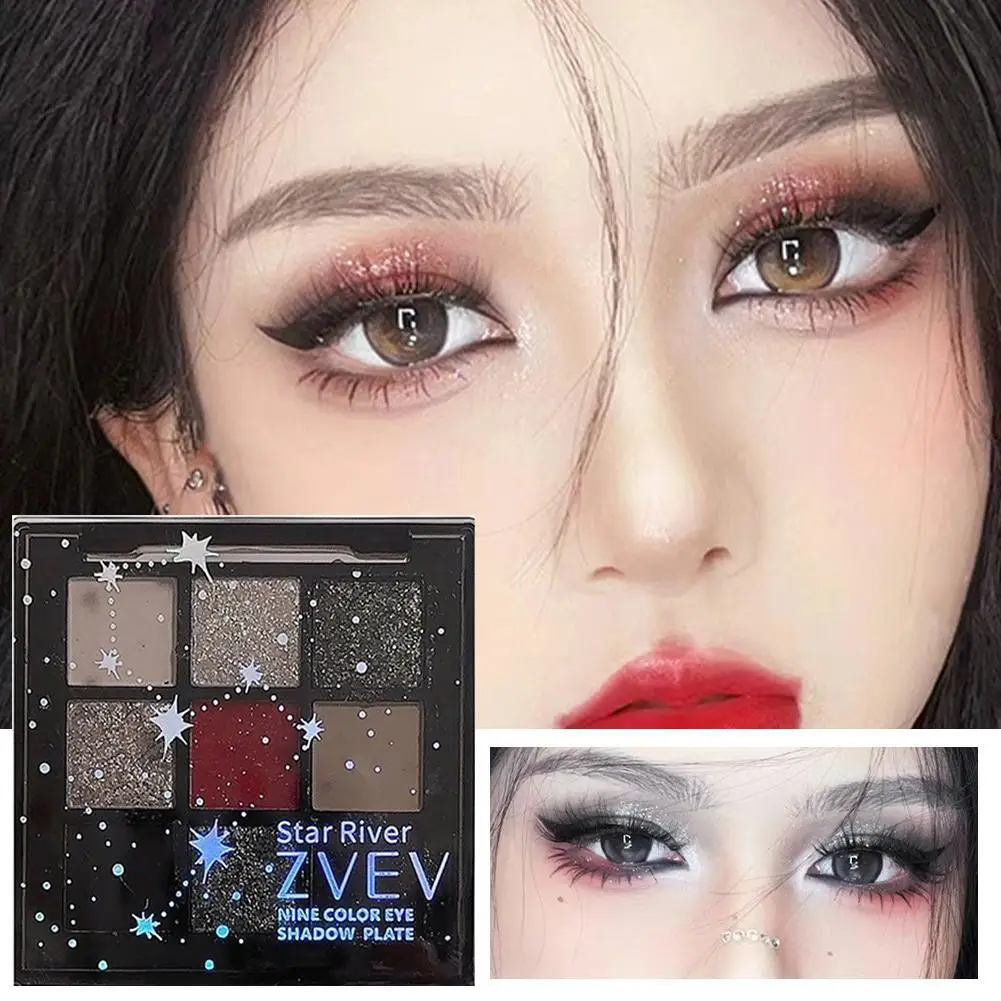 9 farben Lidschatten-palette Rose Rosa Nude Braun Low Glitter Pearly Augen Make-Up Lang anhaltende Sättigung Lidschatten Matte W6E3