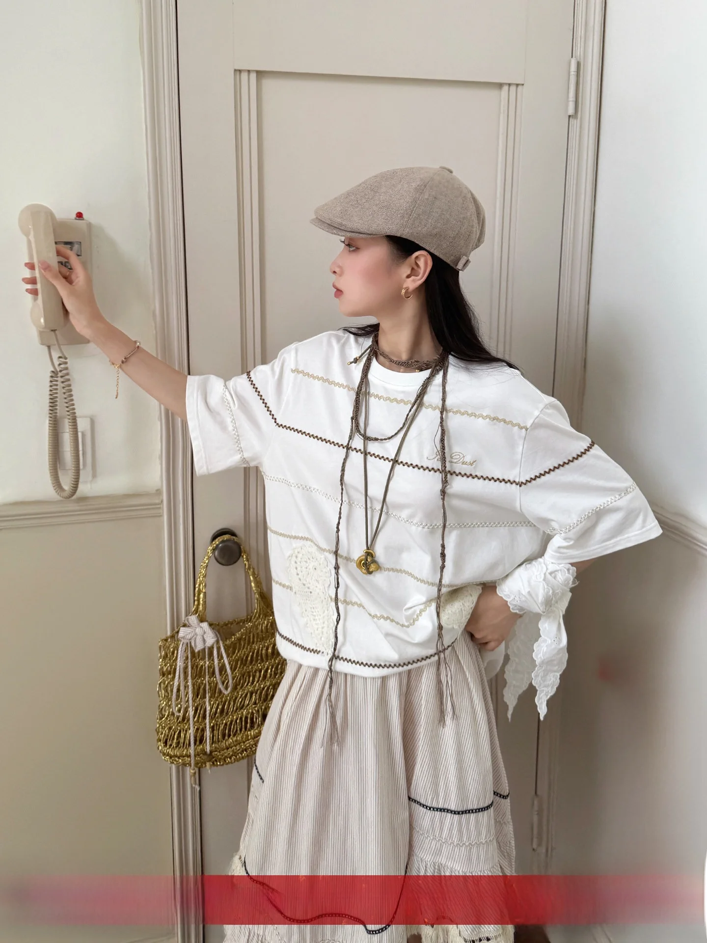 

Decorative Stripe Weave Belt ort Sve T-irt by Brand ICE DUST Purchased from Buyers Store DEARSOCUTE Summer Co...