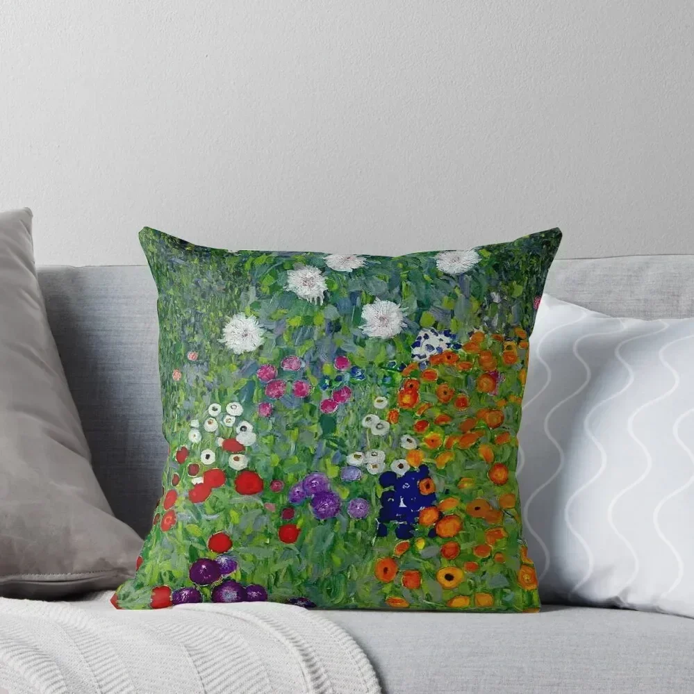 GUSTAV KLIMT : Vintage 1918 Bauerngarten Flower Garden Print Throw Pillow Couch Cushions Sofa Cushions Covers pillow