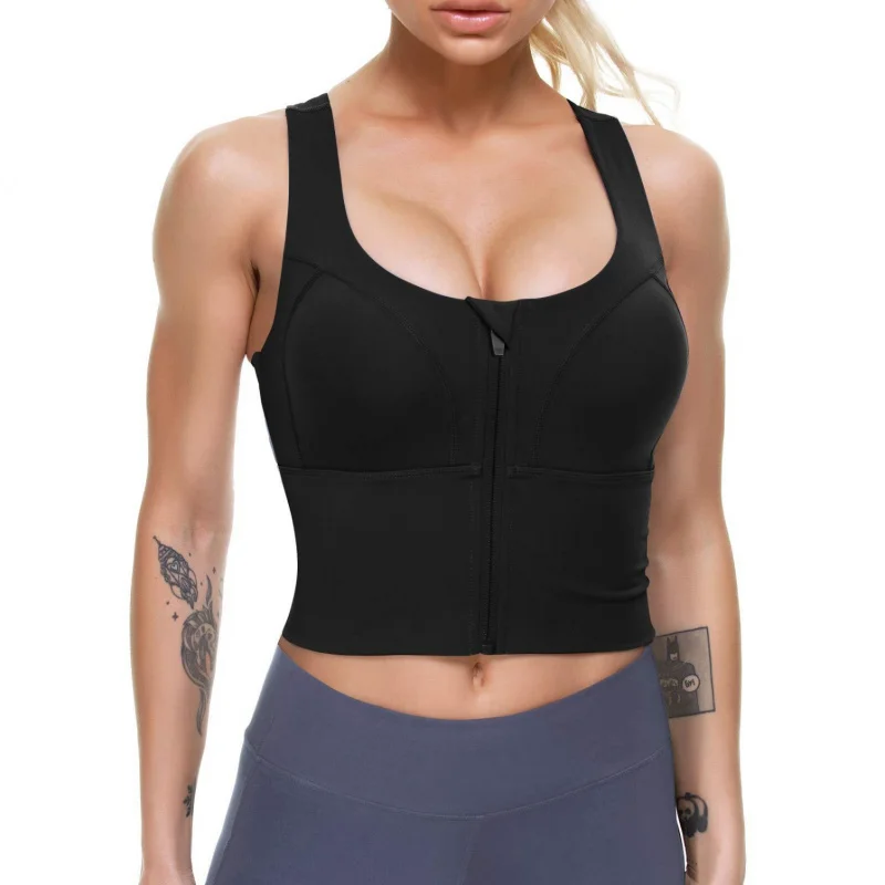 Cross-Border Hot Selling after Body Shaping Bra Sports Vest Adjustable Front Chest Zipper Push-up Support Shapewear