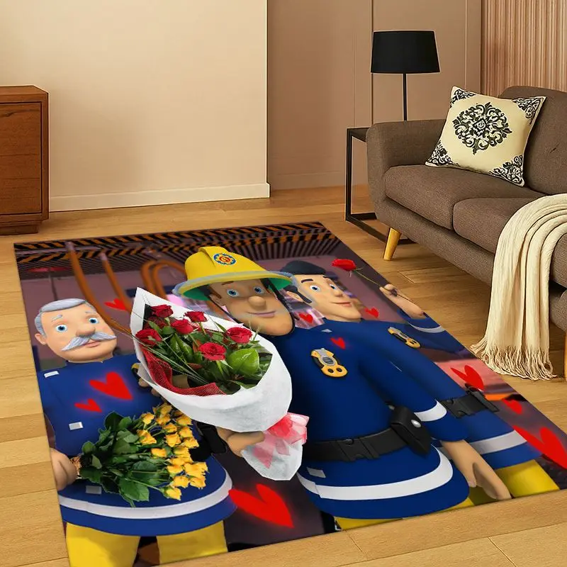 Brave Fireman Sam Child Cartoon Living Room Non-Slip Area Rug Soft Carpet for Bedroom Kids Playroom Sofa,Home Decor Doormat Gift
