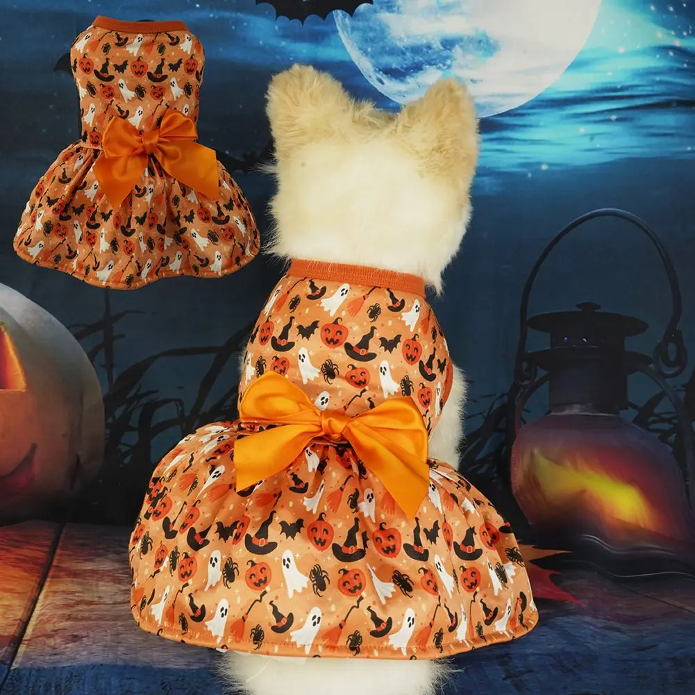 1pcs Halloween Dog Pumpkin Clothes Holiday Dog Costumes Dress Apparel Small Dogs Pet Supplies Funny Pet Clothing Dress