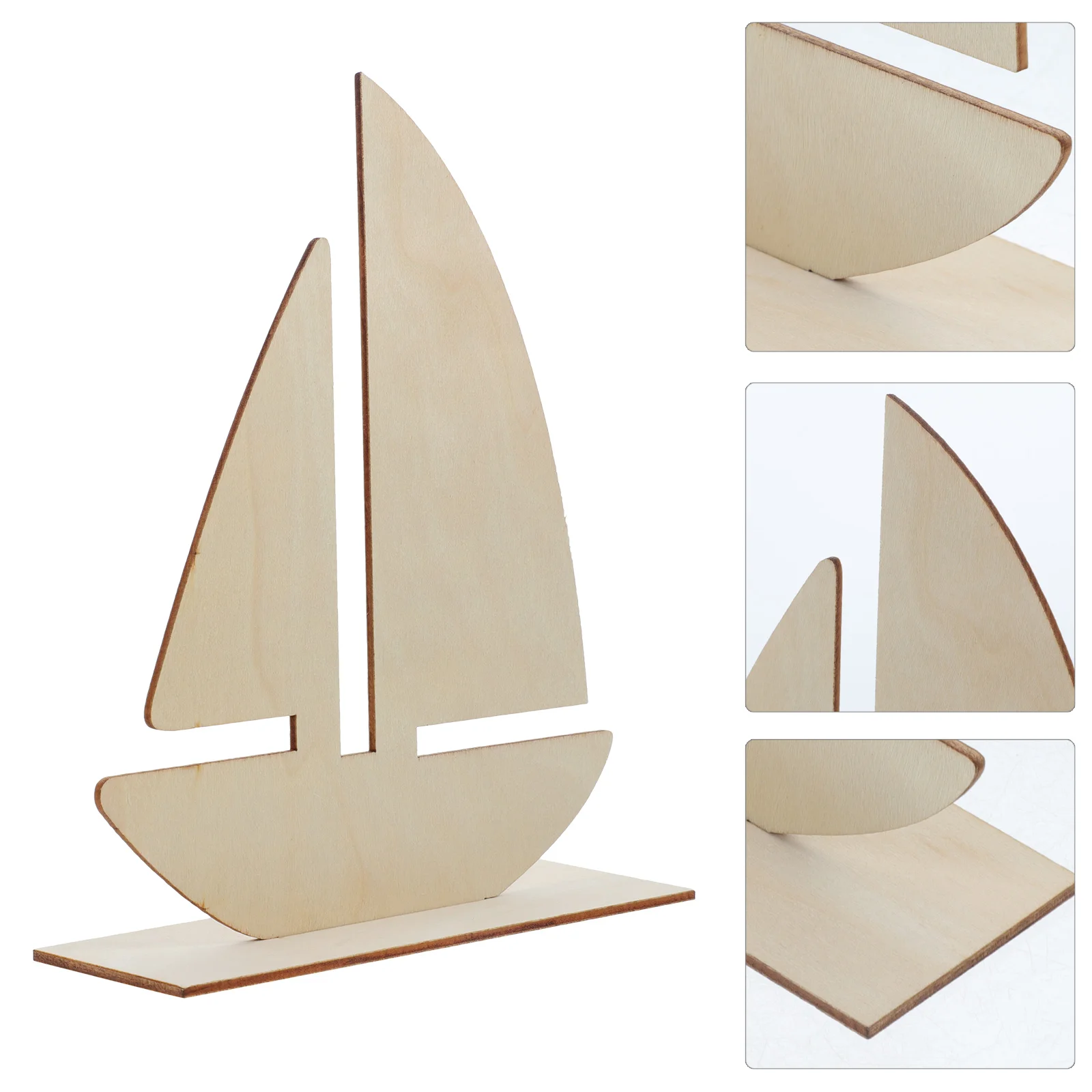 10 Pcs DIY White Embryo Sailboat Wooden Cutout Unfinished Cutouts Painting Materials Decor Blank Slices Toy