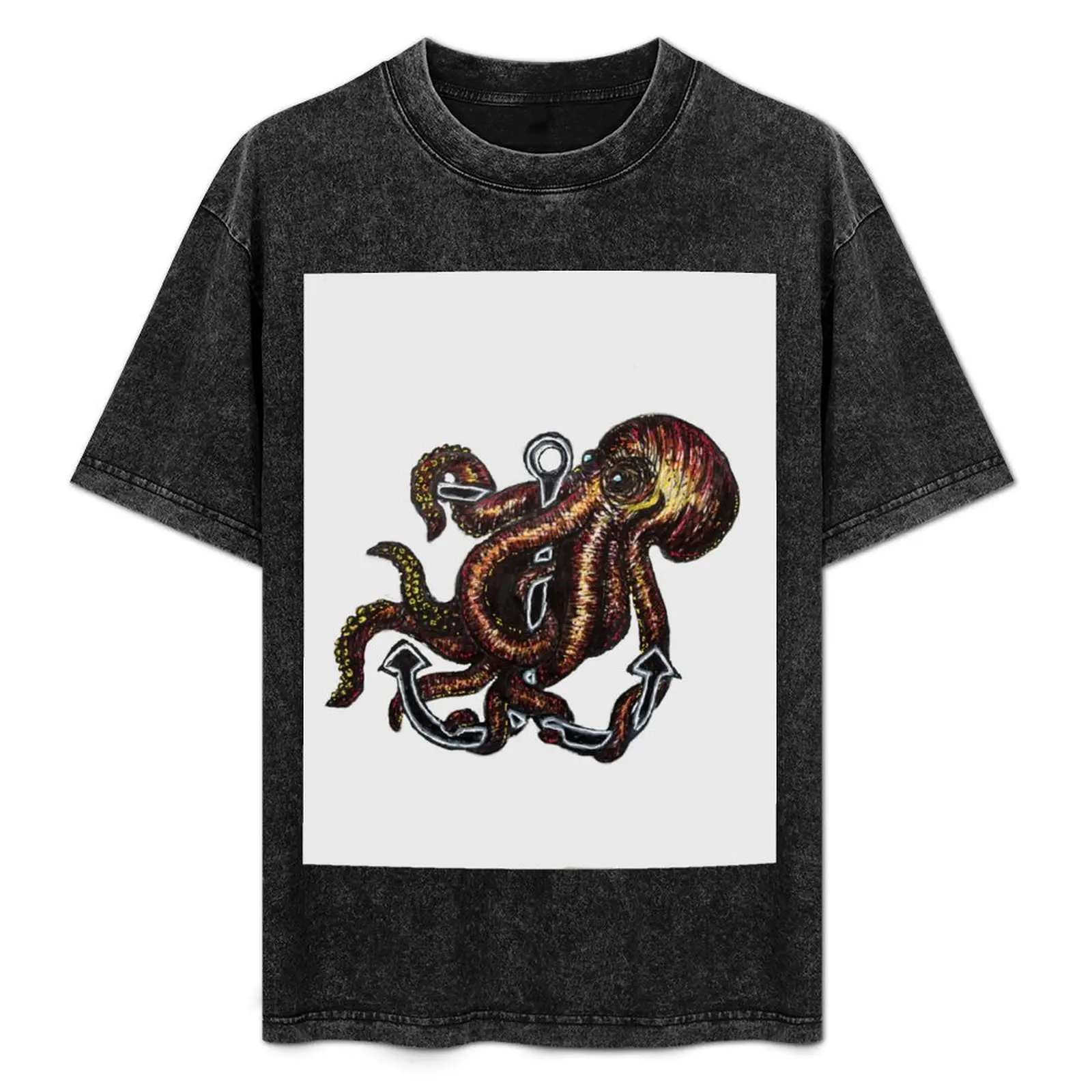 

Octopus Anchor T-Shirt Basic Short Sleeve Cotton Blend T-Shirt