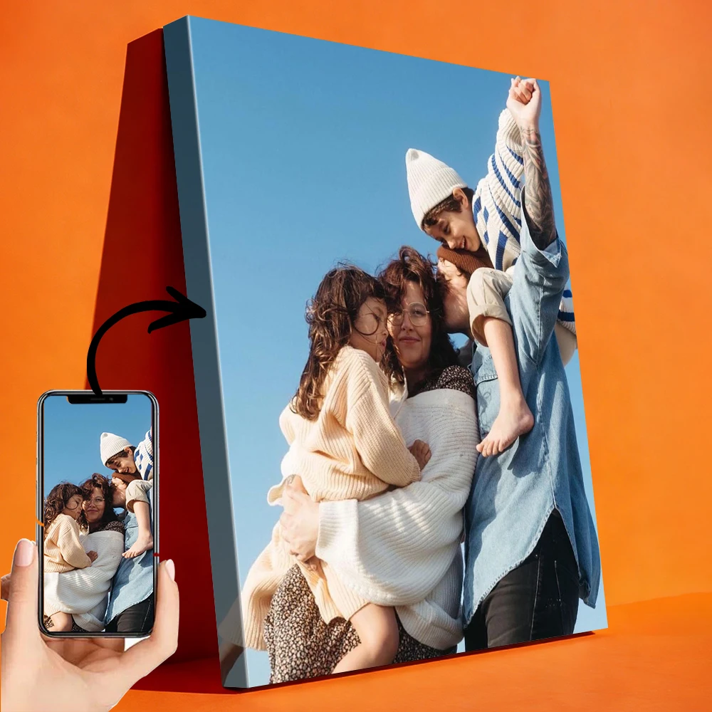 1 Pc Customized Photos on Canvas with DIY Wood Frame or frameless poster,Personalized Custom Photos for Your Lover，Custom Poste