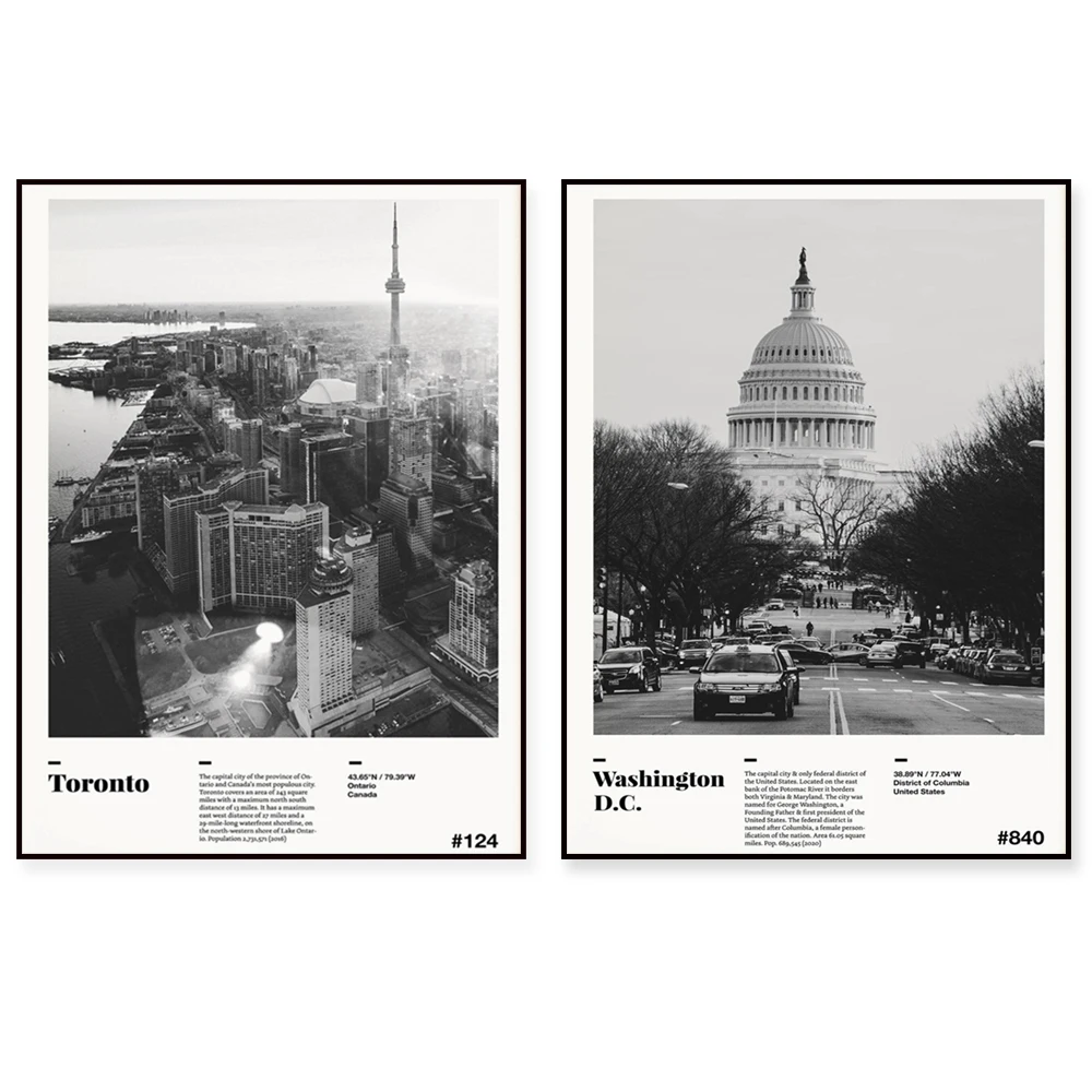 Bruges Belgium, Mexico City, Florida, San Francisco, Santa Barbara California, Bangkok, Maui black and white city travel poster