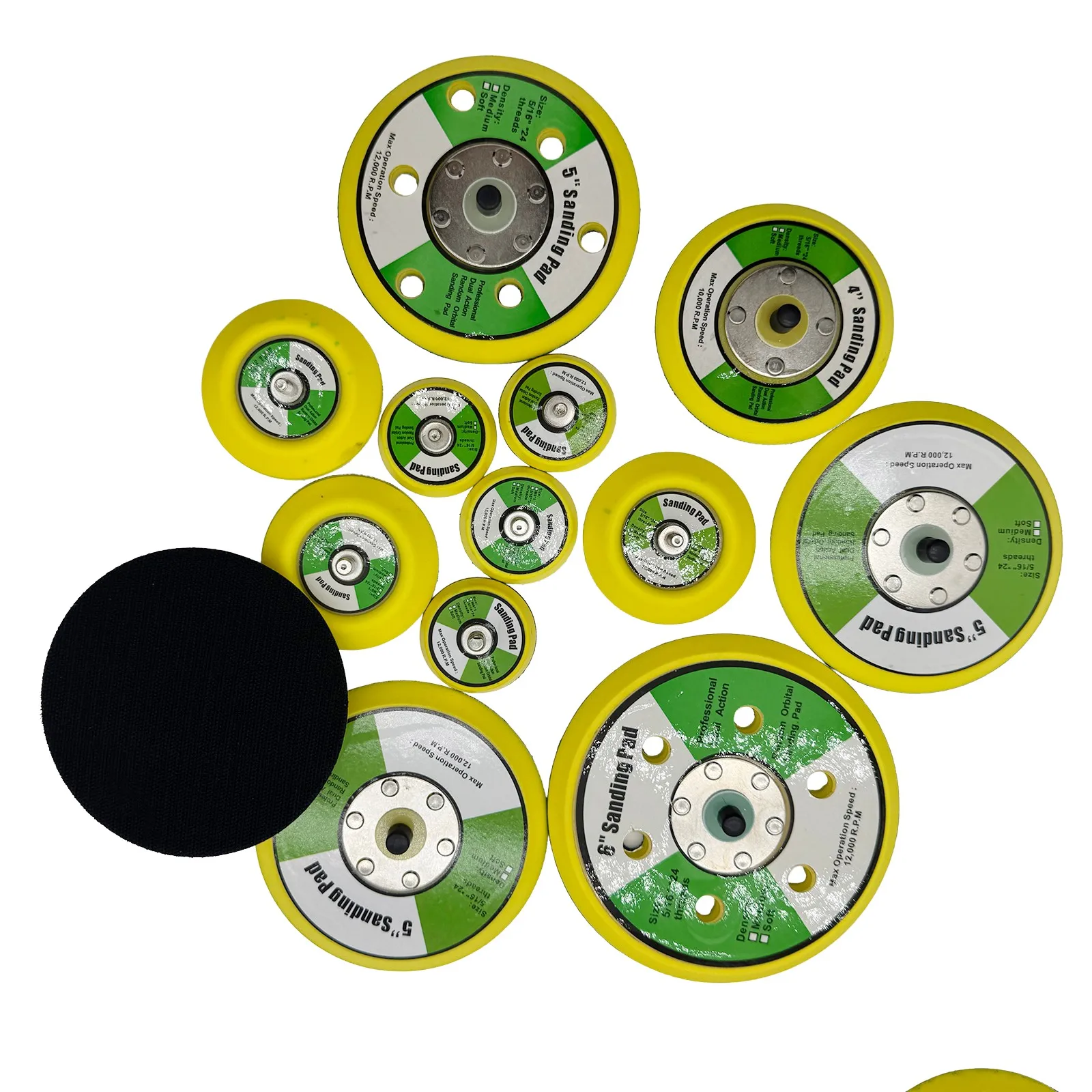 2/3/4/5/6 인치 연마 샌딩 패드 공압 샌더 디스크 백커 플레이트 후크&루프 M6 M8 나사 그라인더 로터리 툴용