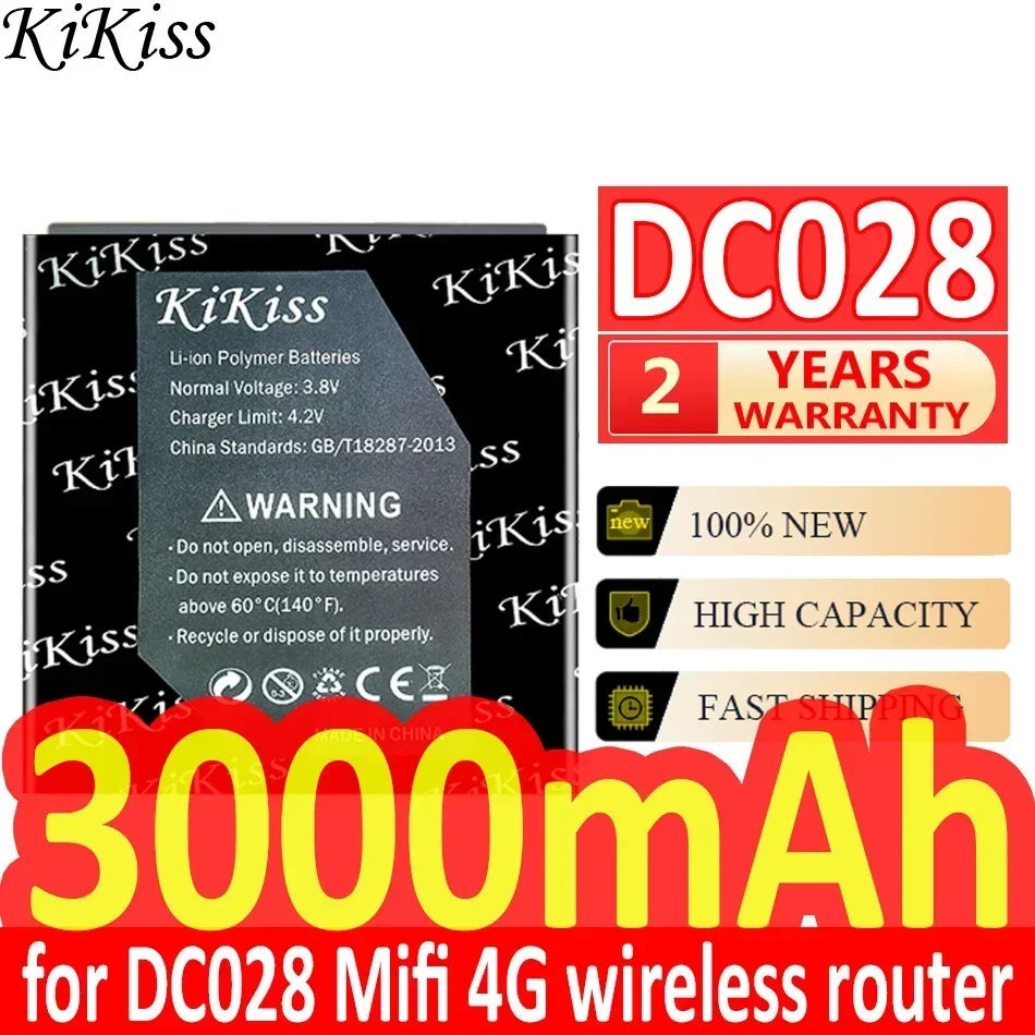 무선 라우터용 Kikiss 강력한 배터리, DC028 DC012 Mifi 4G, 3000mAh, 3600mAh