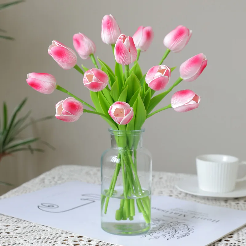 32CM Tulip PU Artificial Flower Wedding Bouquet Shooting Props Home Living Room Decoration Ornaments