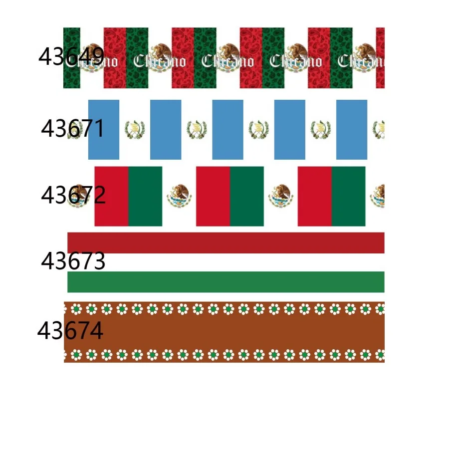 

50Yards Mexican Flag Pattern Grosgrain Ribbon Printed Liston for Hairbows Craft Materials DIY Accessories