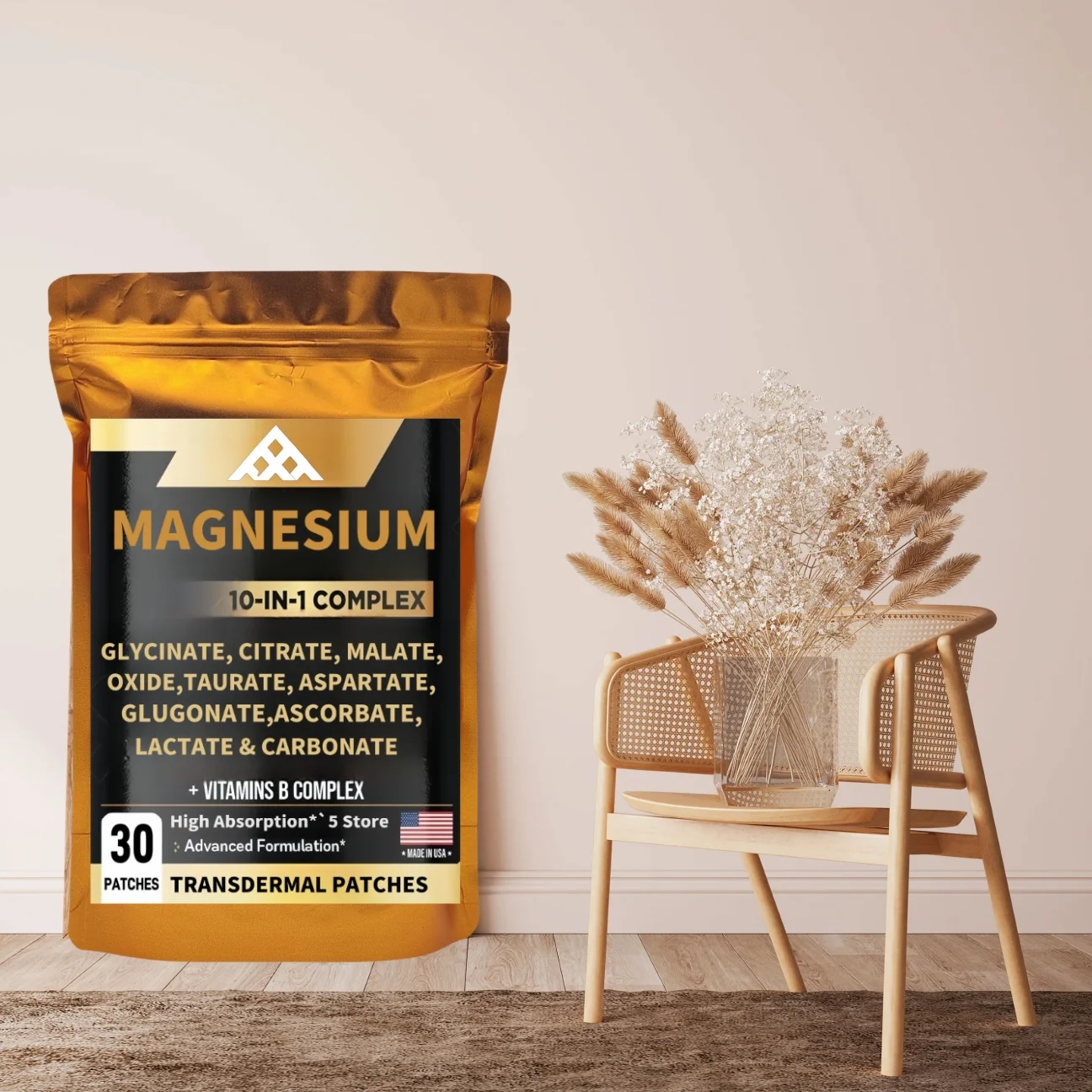 30 Patches Magnesium Complex Transdermal Patches Vitamin C B1 B2 B6 B12 For Calm Bone Muscle Energy