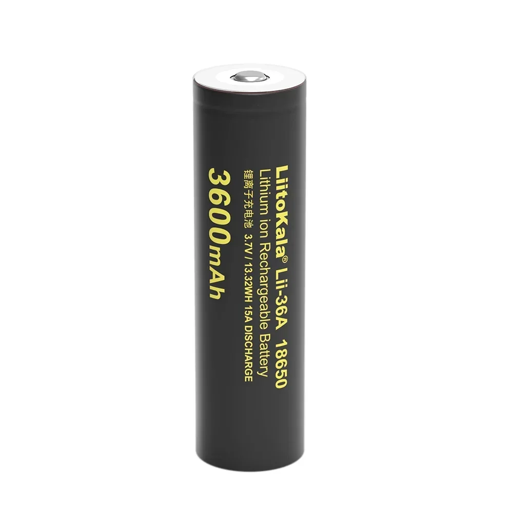 New LiitoKala Lii-36A 18650 3600mAh 3.7V Lithium Rechargeable Battery with Pointed (No PCB) for Flashlight Batteries